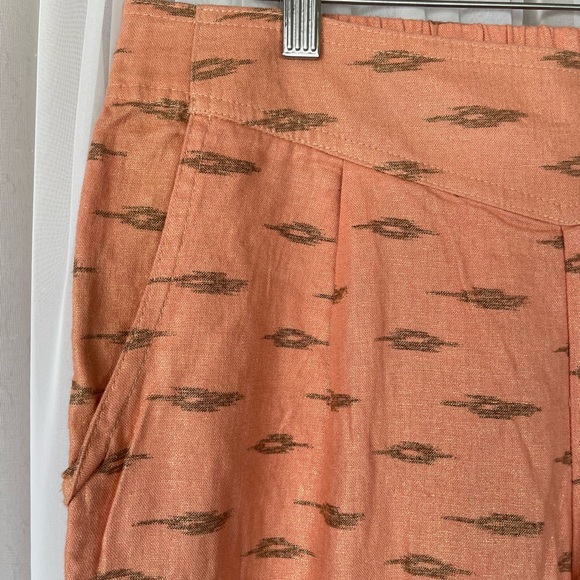 Free People linen aztec print ankle pants.color Peach Size L - Picture 12 of 14